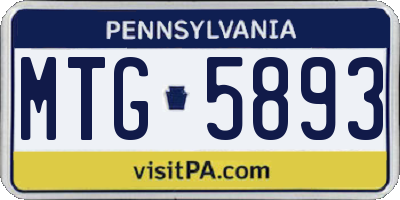 PA license plate MTG5893