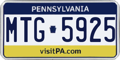 PA license plate MTG5925