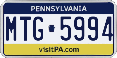 PA license plate MTG5994
