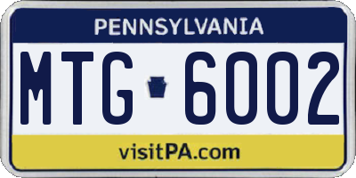 PA license plate MTG6002