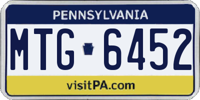 PA license plate MTG6452