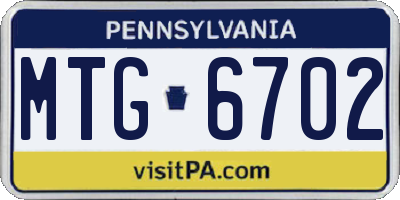 PA license plate MTG6702