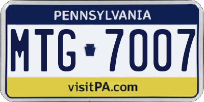 PA license plate MTG7007