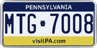 PA license plate MTG7008