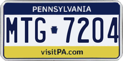 PA license plate MTG7204