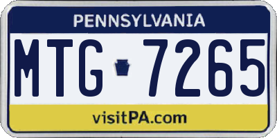 PA license plate MTG7265
