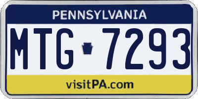 PA license plate MTG7293