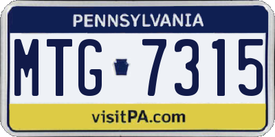 PA license plate MTG7315