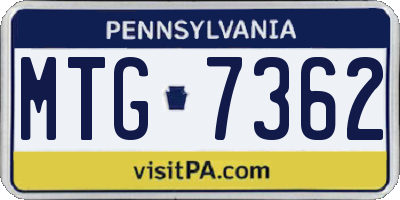 PA license plate MTG7362