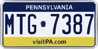 PA license plate MTG7387