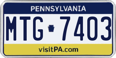PA license plate MTG7403