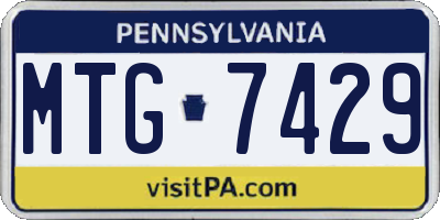 PA license plate MTG7429