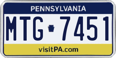 PA license plate MTG7451