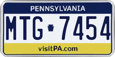 PA license plate MTG7454