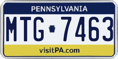 PA license plate MTG7463