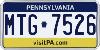 PA license plate MTG7526