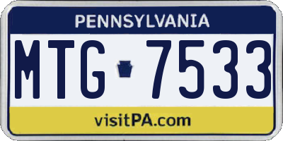 PA license plate MTG7533