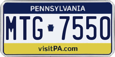 PA license plate MTG7550