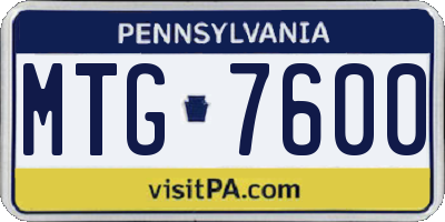 PA license plate MTG7600