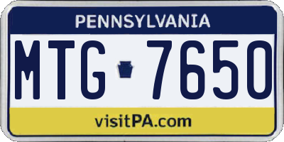 PA license plate MTG7650
