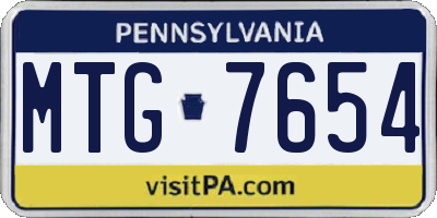 PA license plate MTG7654