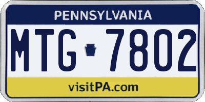 PA license plate MTG7802