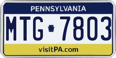 PA license plate MTG7803