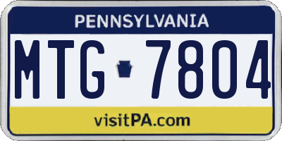 PA license plate MTG7804