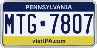 PA license plate MTG7807