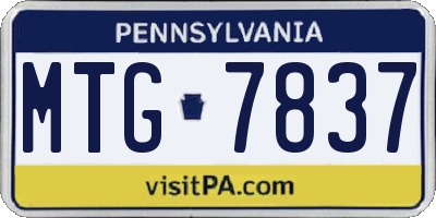 PA license plate MTG7837