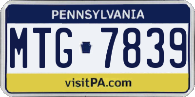 PA license plate MTG7839