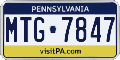 PA license plate MTG7847
