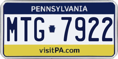 PA license plate MTG7922