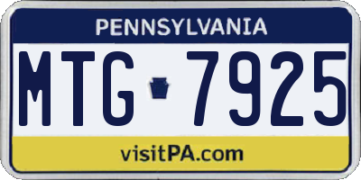 PA license plate MTG7925