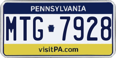 PA license plate MTG7928