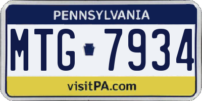PA license plate MTG7934