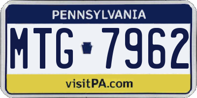 PA license plate MTG7962