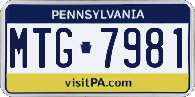 PA license plate MTG7981