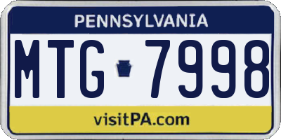 PA license plate MTG7998