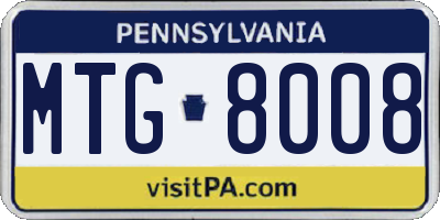 PA license plate MTG8008