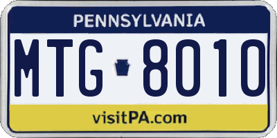 PA license plate MTG8010