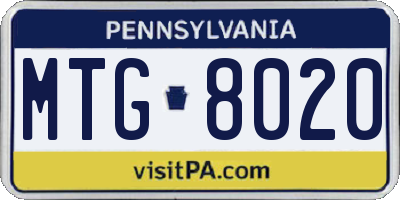 PA license plate MTG8020