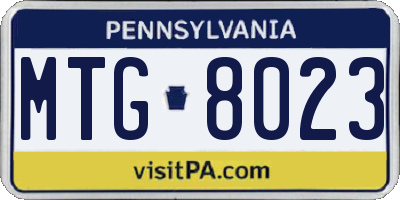 PA license plate MTG8023