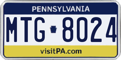 PA license plate MTG8024