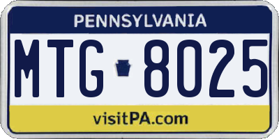PA license plate MTG8025