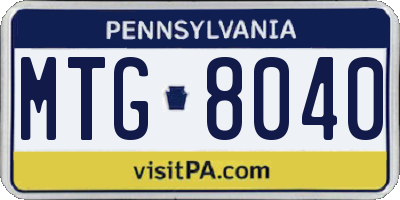 PA license plate MTG8040