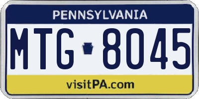 PA license plate MTG8045