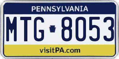 PA license plate MTG8053