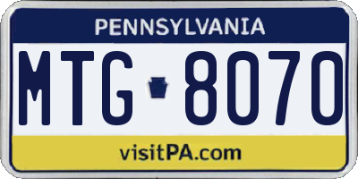 PA license plate MTG8070