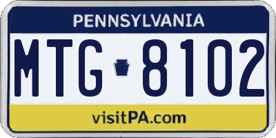 PA license plate MTG8102